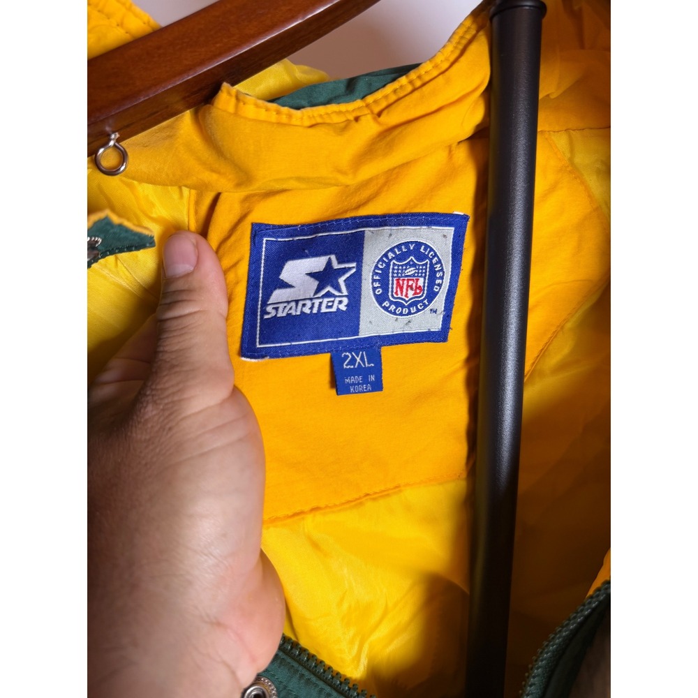 Vintage Starter Green Bay Packers Jacket Mens 2XL Green Puffer Parka NFL 90s - Picture 4 of 6